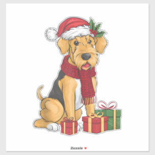 Airedale Terrier Dog Christmas Outfits Weihnachtsm Aufkleber
