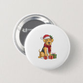 Airedale Terrier Dog Christmas Outfits Weihnachtsm Button (Vorne & Hinten)