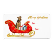 Airedale Terrier Dog Christmas Sleigh Gift Tag (Vorne)