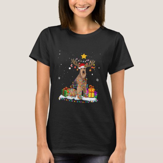 Airedale Terrier Dog Christmas T-Shirt (Vorderseite)