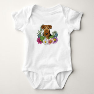 Airedale Terrier Dog Colorful Hübsche Blume Baby Strampler