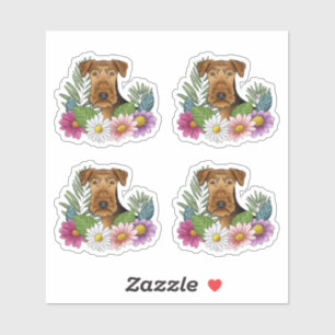 Airedale Terrier Dog Colorful Summer Blume Aufkleber
