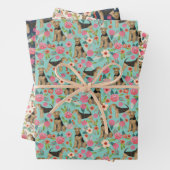 Airedale Terrier Dog Floral Geschenkpapier Set (Beispiel)