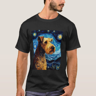 Airedale Terrier Dog Funny Starry Night Van Gogh T-Shirt