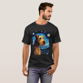 Airedale Terrier Dog Funny Starry Night Van Gogh T-Shirt (Vorne ganz)
