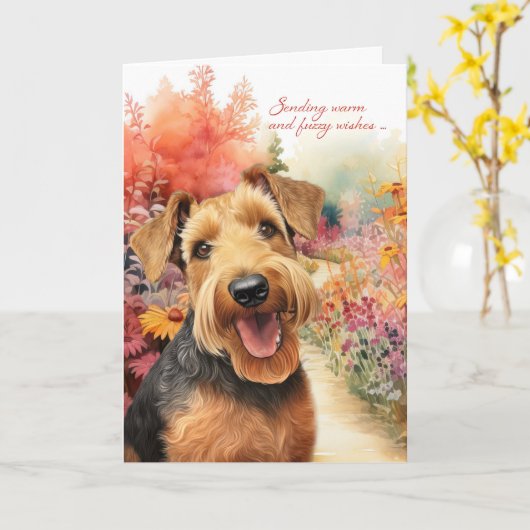 Airedale Terrier Dog Garden Path Karte (Gelbe Blume)