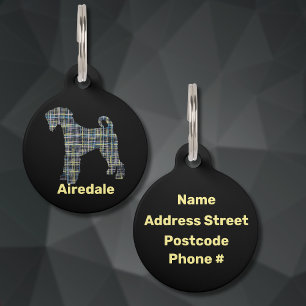 Airedale Terrier Dog Gelbe und schwarze Gitter Lin Haustiermarke