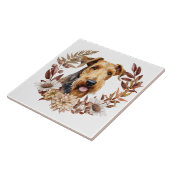 Airedale Terrier Dog Herbstkranz Fliese (Seite)