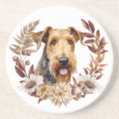 Airedale Terrier Dog Herbstkranz Getränkeuntersetzer (Vorne)