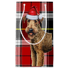 Airedale Terrier Dog Holiday Kariert Weihnachten Kleine Geschenktüte