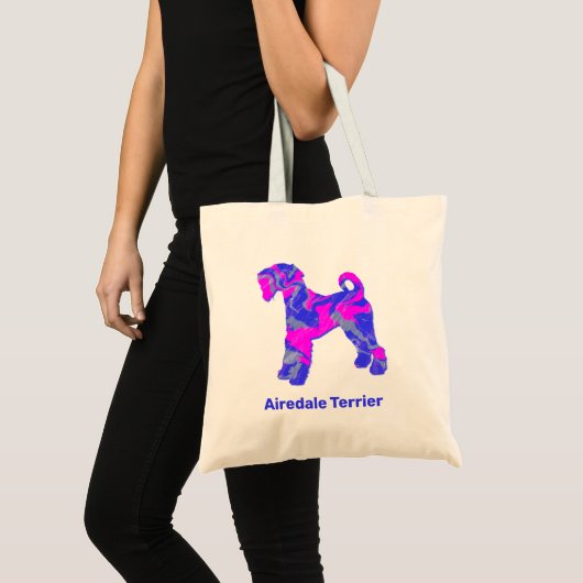 Airedale Terrier Dog Hot Pink & Blue Tragetasche (Vorderseite (Produkt))