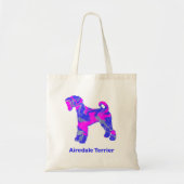 Airedale Terrier Dog Hot Pink & Blue Tragetasche (Vorne)