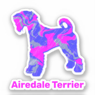 Airedale Terrier Dog Hot Pink & Blue Vinyl Sticker