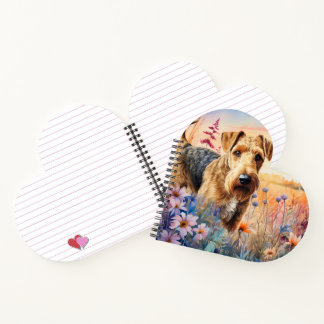 Airedale Terrier Dog in a Wildflower Meadow Notizblock