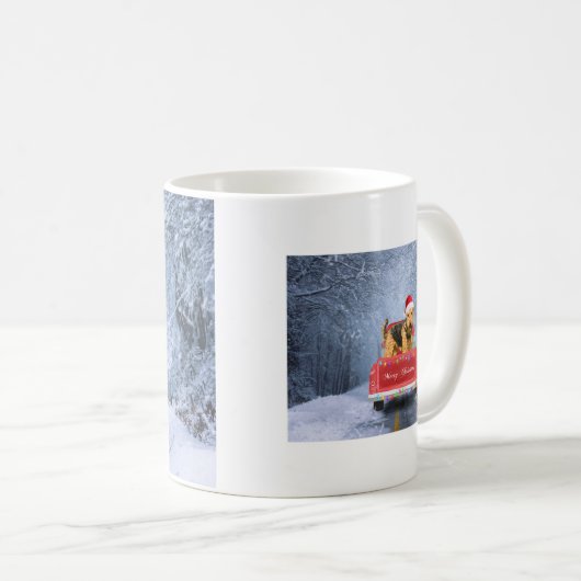Airedale Terrier Dog in Snow sitzt zu Weihnachten Kaffeetasse (VorderseiteRechts)