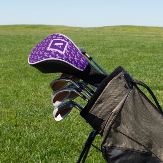 Airedale Terrier Dog Lila Silhouette Monogramm Golf Headcover (In SItu)