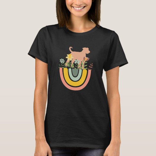 Airedale Terrier Dog  Mom Dad Pet Cute Rainbow Boh T-Shirt (Vorderseite)
