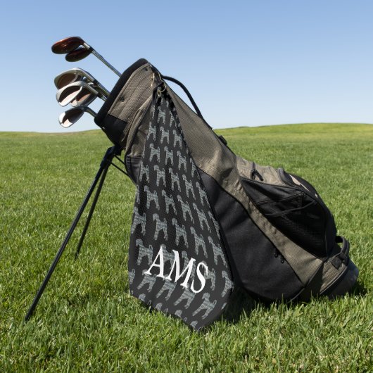 Airedale Terrier Dog Niedliche Silhouette Y&B Grid Golfhandtuch (Gras)