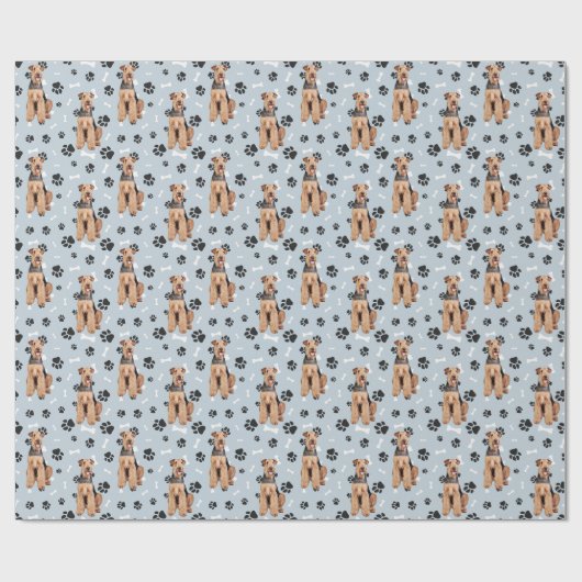 Airedale Terrier Dog Paw Print Pattern Geschenkpapier (Flach)