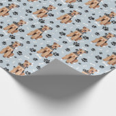 Airedale Terrier Dog Paw Print Pattern Geschenkpapier (Ecke)