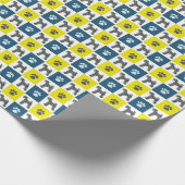 Airedale Terrier Dog & Paw Silhouette Gelb blau Geschenkpapier (Ecke)