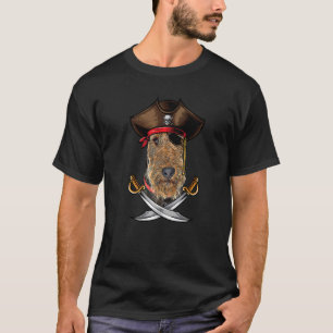 Airedale Terrier Dog Pirate Captain Halloween T-Shirt