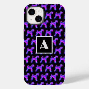 Airedale Terrier Dog Pnk Blu Silhouette Monte Blac Case-Mate iPhone 14 Hülle