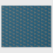Airedale Terrier Dog Silhouette Grid Blue Geschenkpapier (Flach)
