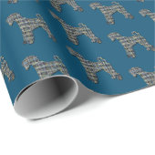 Airedale Terrier Dog Silhouette Grid Blue Geschenkpapier (Rolleneckpunkt)