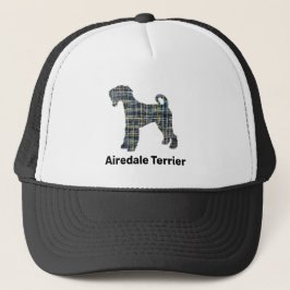 Airedale Terrier Dog Silhouette Grid Custom Truckerkappe
