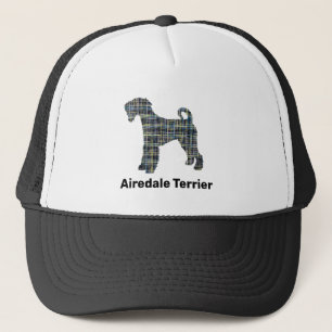 Airedale Terrier Dog Silhouette Grid Custom Truckerkappe
