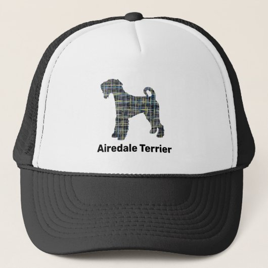 Airedale Terrier Dog Silhouette Grid Custom Truckerkappe (Vorderseite)