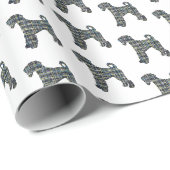 Airedale Terrier Dog Silhouette Grid White Geschenkpapier (Rolleneckpunkt)