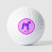 Airedale Terrier Dog Silhouette Hot Pink & Blue Golfball (Vorderseite)