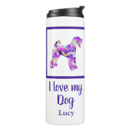 Airedale Terrier Dog Silhouette Lila Pink Y&B Thermosbecher