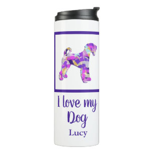 Airedale Terrier Dog Silhouette Lila Pink Y&B Thermosbecher