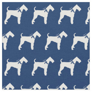 Airedale Terrier Dog Silhouette Pet Navy Blue Stoff