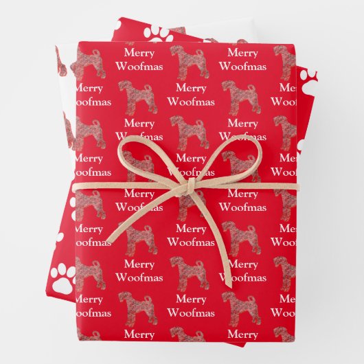 Airedale Terrier Dog Silhouette Red Meroofmas Geschenkpapier Set (Beispiel)