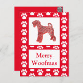 Airedale Terrier Dog Silhouette RedFrohe Weihnacht Postkarte (Vorne/Hinten)