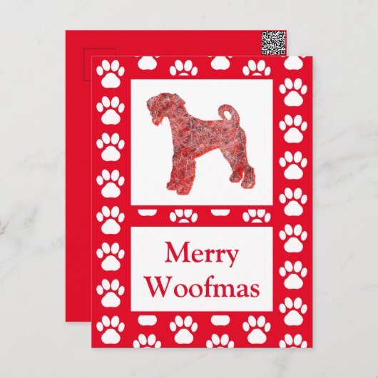 Airedale Terrier Dog Silhouette RedFrohe Weihnacht Postkarte (Vorne/Hinten)