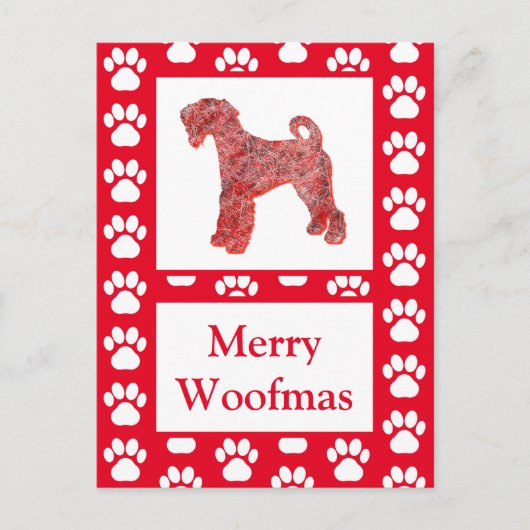 Airedale Terrier Dog Silhouette RedFrohe Weihnacht Postkarte (Vorderseite)