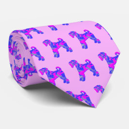 Airedale Terrier Dog Silhouette Rosa & Blau Rosa Krawatte