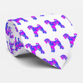 Airedale Terrier Dog Silhouette Rosa & Blau Weiß Krawatte (Gerollt)