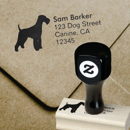 Airedale Terrier Dog Silhouette Rücksendeadresse Gummistempel