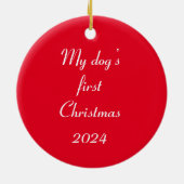 Airedale Terrier Dog Silhouette Weihnachtsbaum Rot Keramik Ornament (Hinten)