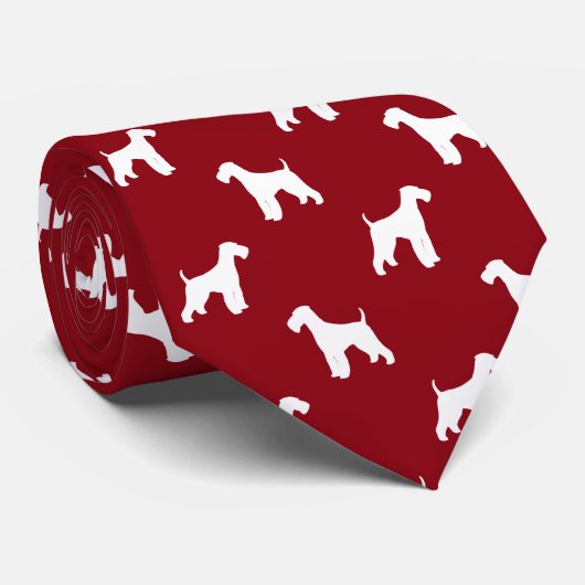 Airedale Terrier Dog Silhouetten Muster Red Krawatte (Gerollt)