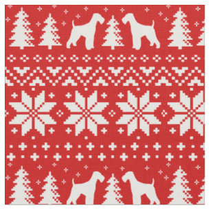 Airedale Terrier Dog Silhouetten Weihnachtsfeierta Stoff