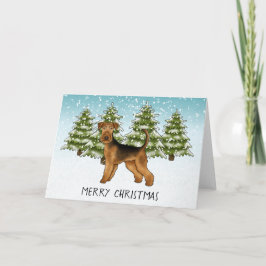 Airedale Terrier Dog Snowy Winterwald Festival Karte
