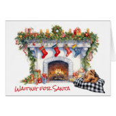 Airedale Terrier Dog warten auf Santa (Vorderseite (Horizontal))