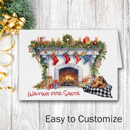 Airedale Terrier Dog warten auf Santa